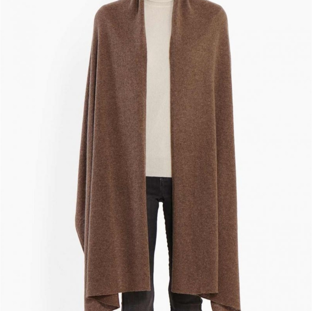 100% Cashmere White + Warren Chestnut Travel Wrap 43Wx87L